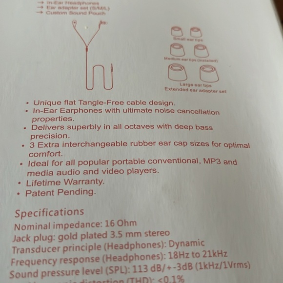 Soundsleeves, fabric covered in-ear earphones, red/white - Picture 4 of 4